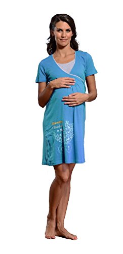 dn-nightwear Women's Maternity Night Shirt Blue Blue S