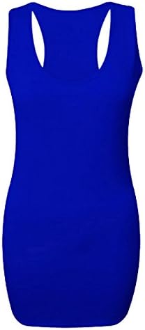 Ladies Plain Long Bodycon Racer Back Muscle Vest Womens Sleeveless Maxi Gym Top (16 / 18, Royal)