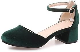 SANMULYH Women's Shoes Customized Materials Spring Fall Gladiator Comfort Light Soles Heels Chunky Heel Round Toe Closed Toe Buckle for Wedding,Green,US8 / EU39 / UK6 / CN39