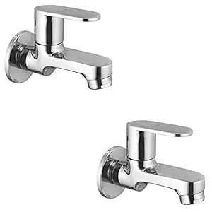 Hagar Olive Bib Cock Bathroom Tap With Foam Flow Brass with Flange (Chrome Finish, Pack of 2)