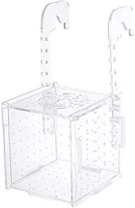 Despacito Breeding Box for Fish Tank, Hook Design Acrylic Isolation Box for Fish, Breeding Divider for Baby Fishes Shrimp and Guppy (10 * 10 * 10 cm)