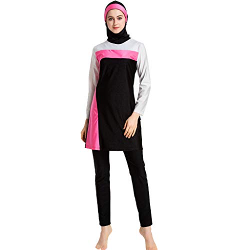 SamMoSon_Robe Maillot de Bain Musulman Femme 3pcs Tankinis Muslim Islamique Manches Longues Swimwear Islamiques Hijab Burqini Burkini Costumes de Natation Imprimé Pleine Longueur Anti-UV Combinaisons