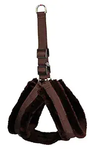 Petshop7 Nylon Dog Harness with Fur 1.25 inch Large - Brown (Chest Size : 29-35)