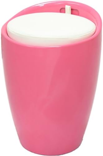 Hartleys Gloss Pink ABS &amp; White Faux Leather Ottoman Stool