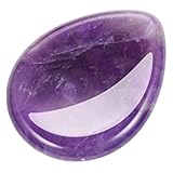 CrystalTears Natural Amethyst Carved Thumb Worry Stone Healing Crystal Pocket Palm Stone 1PC
