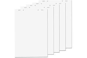 FAXLAND 5x Flipchartblöcke, Weiss Blanco, je Block 20 Blatt 69x99 cm, 6 fach Lochung, perforiert, Papier für Flipchart