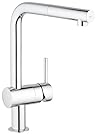 GROHE 32168000 Minta Kitchen Tap (360 degrees Swivel Range, Pull-Down Spray Head, Starlight and L-Spout)