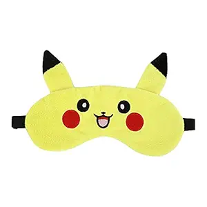 Qualtos Pikachu Eye Mask Sleep Masks super soft for students girls boys for Sound sleep, meditation, dark circles and tired eyes (Yellow)
