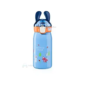 FunBlast Insulated Stainless Steel Bottle ? Hot and Cold Water Bottle for Kids, Double Walled Vacuum Insulated Stainless Steel Bottle, Double-Wall Thermos Flask with Straw (530 Ml) (Blue)