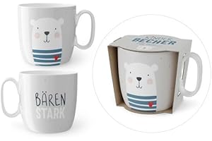 RUNGASSI Kindertasse Kinderbecher Tasse Becher Porzellan 150ml (Bärenstark - Bär)