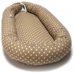 Baby Pod Nest 0-6 months Cocoon Playpen Bed Travel Cot, 100% Cotton Brown Polka Dot (17)
