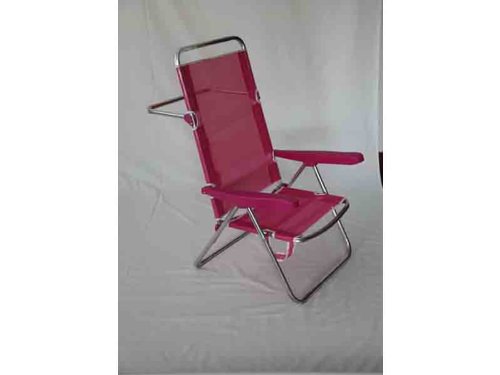 Manufacturas Alco - Silla-Cama de Playa con Respaldo Alto, Aluminio, Color Rojo