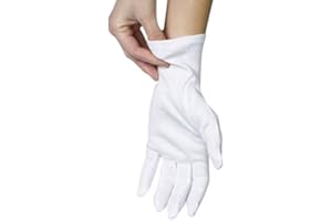 ANSMIO 2 Pairs 100% Cotton Gloves for Moisturizing Night Gloves, White Gloves for Dry Hands Eczema, Size M