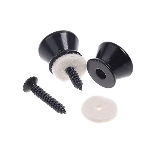 Preisvergleich Produktbild Gitarrengurt Knopf Gurtschlösser Endstifte für Akustikgitarre / E-Gitarre inkl. Schraube und Filz (Farbe: schwarz + Splitter) (Color : Schwarz)