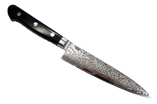 SANE-TATSU: Pro Küchenmesser (Japanischer Damaskus Stahl) - Schwarzer Griff (Petty Knife- 135 mm)