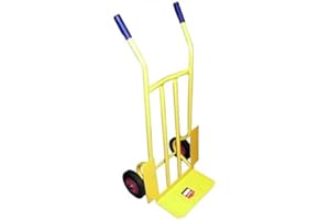 EL ALMACEN DEL PROFESIONAL Carretilla de Carga profesiona Multiusos con Ruedas macizas antiinchazos , Carga máxima de 300kg,chasís Tubular de Acero 25mm Color Amarillo.Peso 16kg