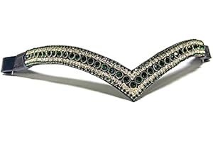 Countrypride Equipride Beautiful V Shape Bling Crystal Browband Sparkly 5 Row Green/Clear