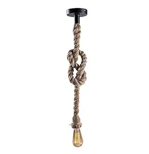 Grow More Enterprise Fine Quality Metal Edison Lamp Rustic Rope Hanging, Standard(Black and Brown)