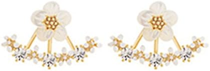 925 Sterling Silver Plated CZ Gold Daisy Sunflower &Single row drilling Rhinestone Womens Stud Earrings