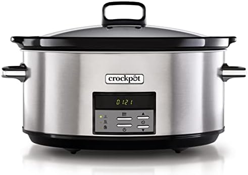 Crock-pot Pentola per Cottura Lenta, Slow Cooker, Extra Large 7.5 litri, fino a 10 Persone, Spegnimento Automatico, 2 Impostazioni Cottura e Funzione Warm automatica, 230 W, Ceramica, Argento