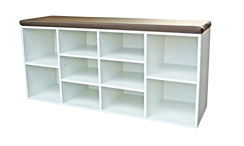 Schuhschrank mit Sitzkissen Sitzbank Schuhregal Schuhablage weiss Bank Polster