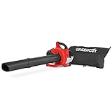 Diseño ligero y compacto Greencut EBV260BN - Soplador aspirador de hojas con motor de gasolina de 26cc y velocidad max 350km/h con bolsa de recogida de 50L