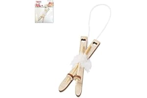 CREATIV DISCOUNT Mini-Ski mit Stöcken, 6,5cm,hellbraun