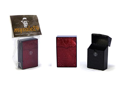 Zigarettenbox, Zigarettencase, Zigarettenetui, Kunststoffbox für 19-21 Zigaretten, Totenkopf rot, versch. Ausführungen