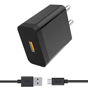 Fast Charger for Infinix Hot 9 Pro Charger Original Like Adapter Wall Charger | Mobile Fast Charger | Android Charger with 1 Meter Micro USB Charging Data Cable (2.4 Amp,M1 Black)