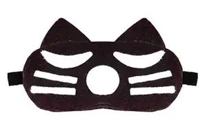 PRASJAL Velvet Black Cute Cat cartoon Sleeping Eye Mask Slip Night Sleep Eye White and Brown Super Soft & Smooth Travel Masks for Men Women Girls Boys Kids