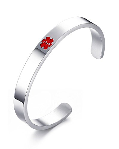 Preisvergleich Produktbild Gratis engraving- neuen polnischen Medical Alert ID Armreif Edelstahl Identifizierung Armbänder