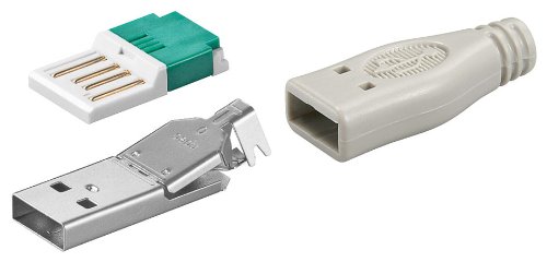 3er Set USB A-Stecker zur werkzeugfreien Crimp-Montage inkl. Tülle