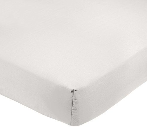 AmazonBasics - Sábana bajera ajustable (polialgodón 200 hilos) Blanco - 200 x 200 x 30 cm