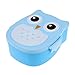 Produktbild Brotdose Mit trennwand Kinder 2 Fächer Brotbox Ausflug Lunchbox Apfel Dose Cartoon Eule Bento Box leicht tragbar Frühstücksbox für Kindergarten Schule Picknick (Blau)