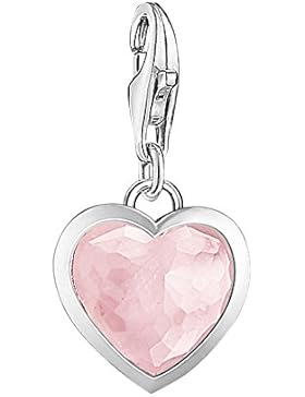 Thomas Sabo Damen-Charm-Anhänger Herz Charm Club 925 Sterling Silber Rosenquarz pink rosé 1361-034-9