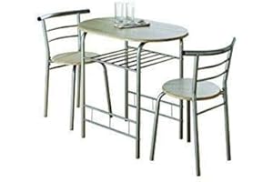 spot on dealz® Dining Table and Chairs Set 2 Seater Kitchen Dinning Room Space Saving Dining Set Tables Small Dinner Table Set Indoor Space Saver Metal Frame MDF Wood Top Oak