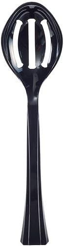 LillianTablesettings 61006 Black Plastic Slotted Salad Serving Spoon 72 Count - 72 Per Case