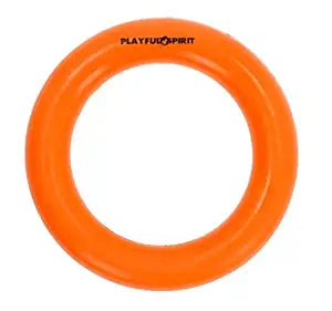 PlayfulSpirit Durable Natural Rubber Ring, Best for Tug War, Throw, Catch, Fetch Plays, Great Chew Toy for Puppies and Adult Dogs, Large, Orange