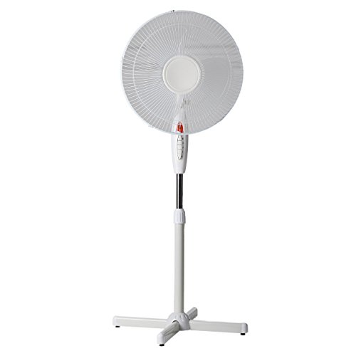 Lex Standventilator Ø 40cm - weiß Höhenverstellbar bis 130cm Oszillierend Nachtlicht Großer Standlüfter, Stehventilator Leiser Schwenk-Ventilator 40 Watt | Stand-Gebläse für Büro & Schlafzimmer