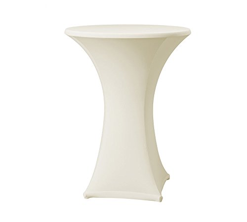 Stehtischhusse Stretch in Farbe creme und Durchmesser 80-85 für Bistrotisch/Stehtisch - 3