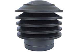 DENVEL 180 mm Kaminhaube Schornsteinabdeckung Kaminaufsatz Schornsteinhaube Lamellenhaube Hut Schwarz (80mm, 100mm, 120mm, 125mm, 130mm, 150mm, 180mm, 200mm)