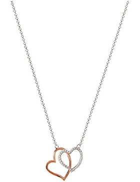 XENOX XS2776R Damen Collier Herz Love Story Sterling-Silber 925 Bicolor Rose weiß Zirkonia 45 cm