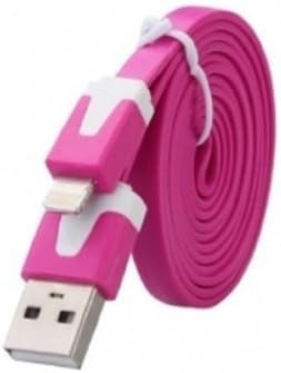 HIGH QUALITY FLAT Strong Color USB Data Cables Lead Sync FOR Apple iPhone 6 6Plus 6S 6S Plus 5 5S 5G 5C iPad Air / iPod Touch 5th Generation / iPad 4 4th Gen By Quality Product. (3M, HOT PINK)
