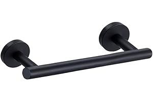 YUET Barres Porte-Serviettes SUS304 Acier Inoxydable, 23CM Porte Serviette Mural Support Serviette Montage Mural Perçage avec Vis Fixes pour Accessoires de Salle de Bain Cuisine Lavabo, Noir