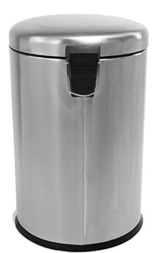 20 Liter Edelstahl Mülleimer, mattierter Tret- Abfalleimer mit abgerundetem Deckel - 5