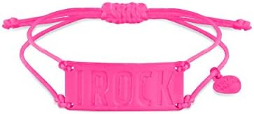 Ibiza Rocks Neon Pink 'I Rock' Large ID Double Cord Adjustable Braclet of 19cm/7.5"