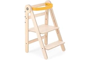 Mamatoyz Torre Montessoriana di Apprendimento Pieghevole Multiuso Learning Tower in Legno Naturale di Betulla con 3 Altezze Regolabili
