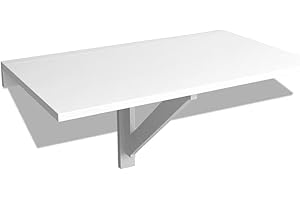 vidaXL - Tavolo da parete ribaltabile, in quercia, da cucina, per PC bambini, colore: bianco bianco