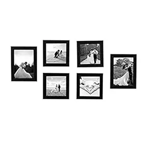 Moms Creation Wall Synthetic Wood Black Photo Frame (2 Units of 5 X 7, 4 Units of 5 X 5 Inches)