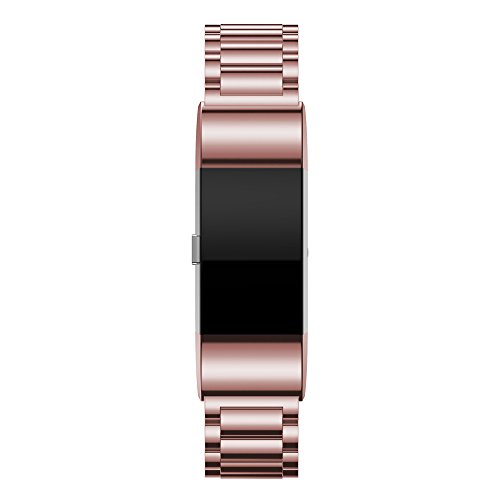 Fitbit Charge 2 Armbänder, IVSO Edelstahl Metall Armband Ersatz Uhrenarmband für Fitbit Charge 2 Armband Zur Herzfrequenz und Fitnessaufzeichnung (Für Fitbit Charge 2, Rosa Golden) - 3